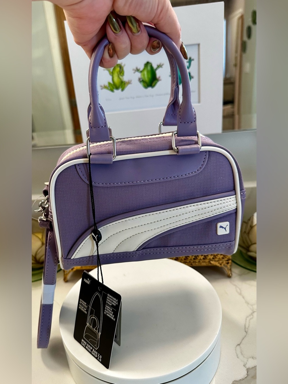 NWT Puma Mini Grip Bag 2.0, Shoulder/Crossbody Strap, Purple & White